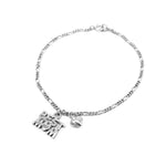 Best Mom and Puff Heart Charm in Figarro Chain Bracelet
