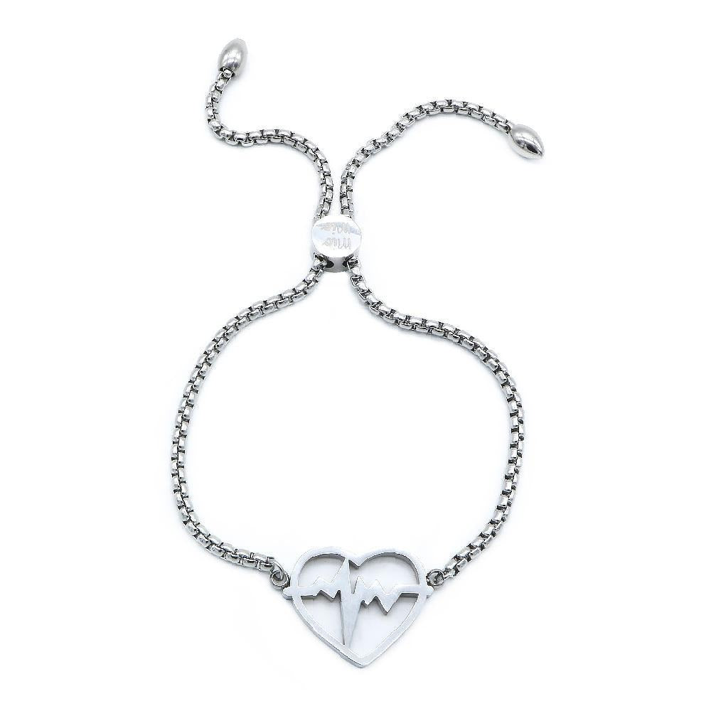 Harlyn Heartbeat Stainless Steel Adjustable Bracelet | SilverWorks