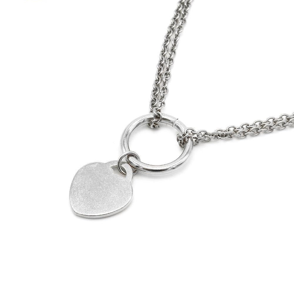 Faye Flat Heart & Layered Chain Stainless Steel Pendant Necklace | SilverWorks