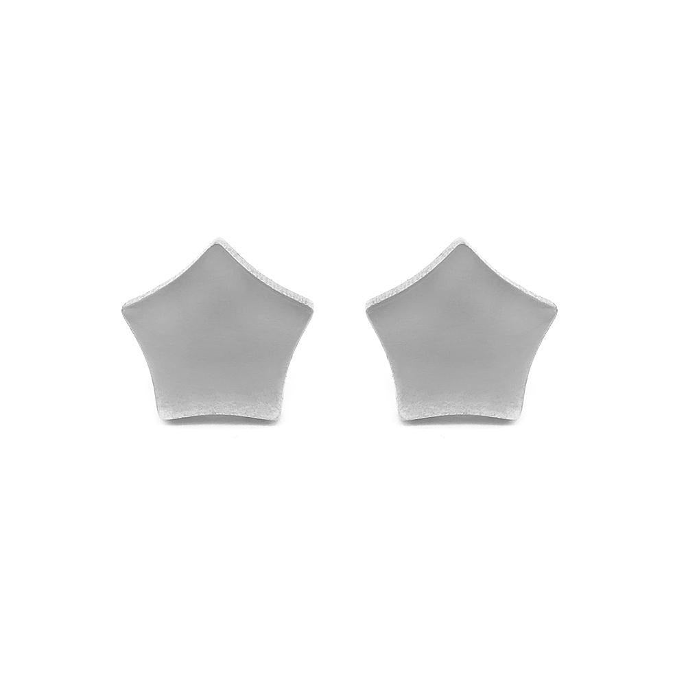 Pascal Polished Flat Star Stainless Steel Stud Earrings | SilverWorks