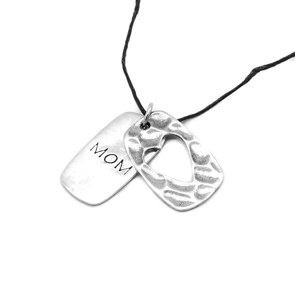 Ember "Mom" Engraved & Cut Out Heart 925 Sterling Silver Pendant Necklace | SilverWorks