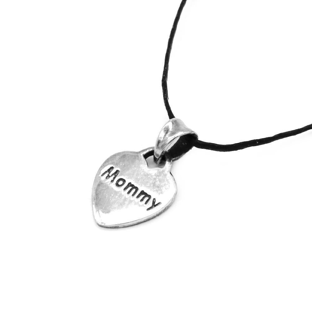 Halley Heart "Mommy" Engraved 925 Sterling Silver Pendant Necklace | SilverWorks 