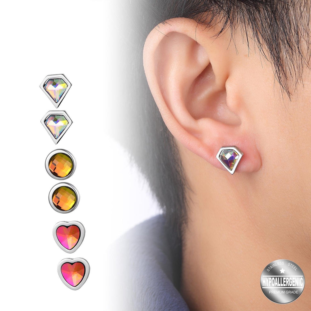 Set of 3 Hologram Stainless Steel Hypoallergenic Stud Earrings Philippines | Silverworks