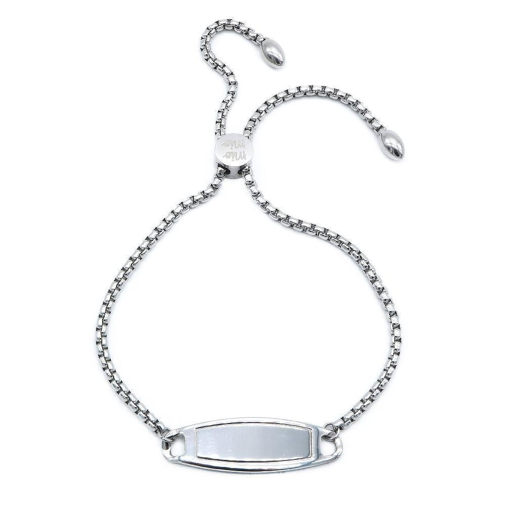Isle ID Bar Engravable Stainless Steel Adjustable Bracelet | SilverWorks