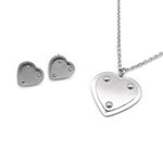Polished Heart Earrings and Necklace Set