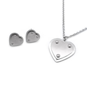 
                
                    Load image into Gallery viewer, Polished Heart Earrings and Necklace Set Stainless Steel Hypoallergenic Jewelry Set Philippines | Silverworks
                
            