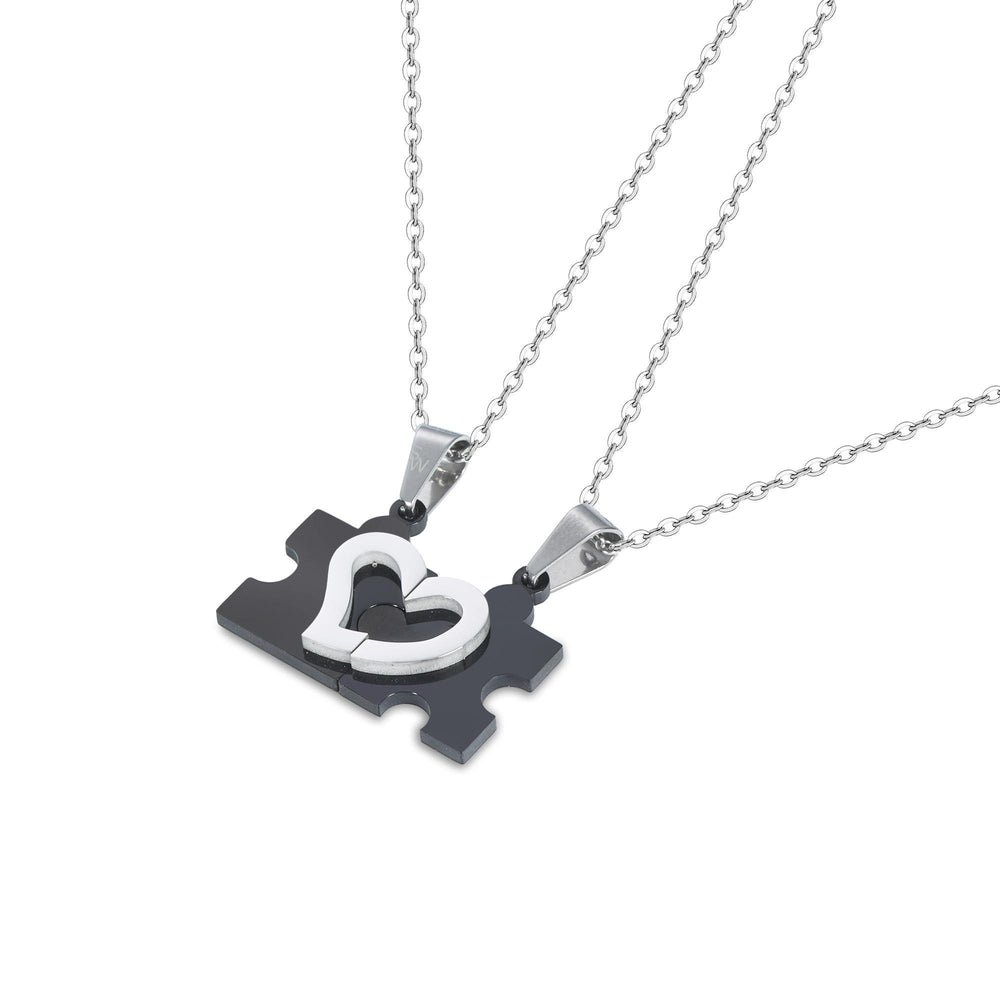 Black Puzzle Heart Stainless Steel Hypoallergenic Couple Necklace Philippines | Silverworks