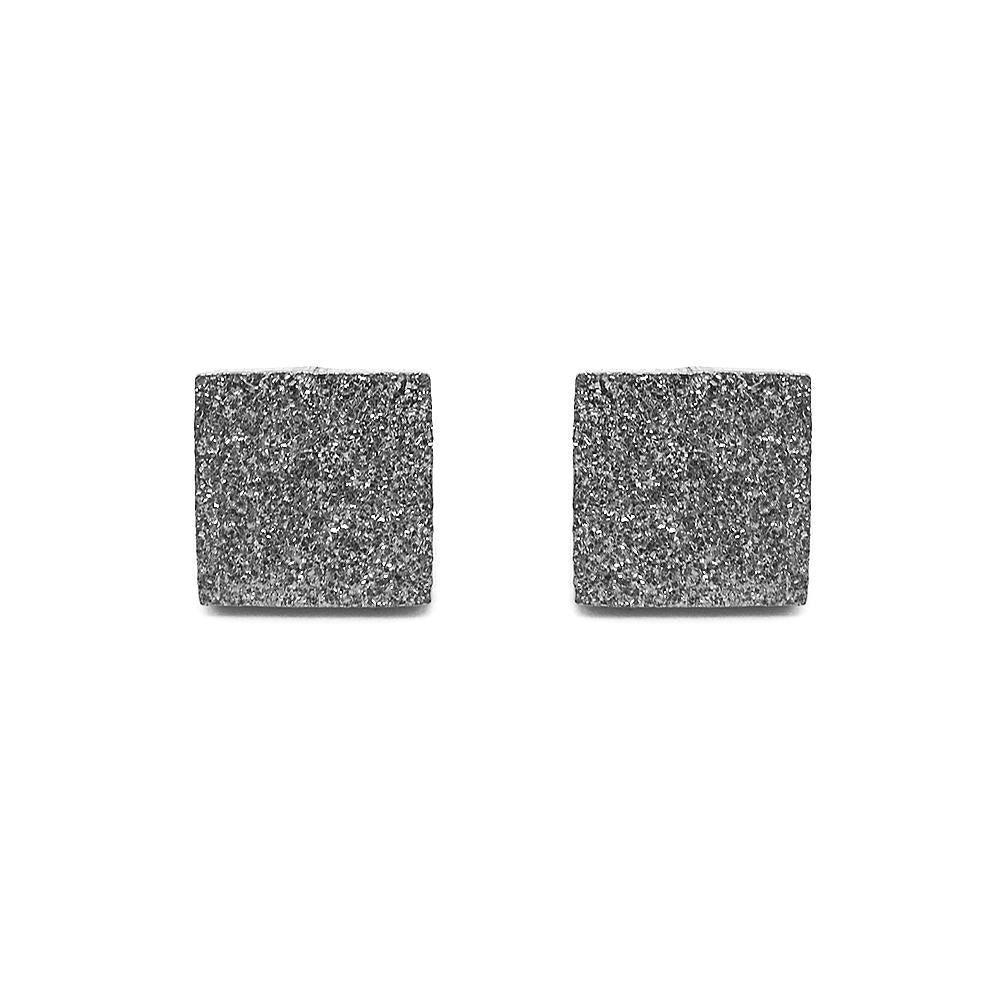 Domino Sandblasted Square Stainless Steel Stud Earrings | SilverWorks