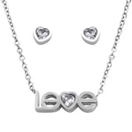 Love with Cubic Zirconia Earrings and Necklace Set