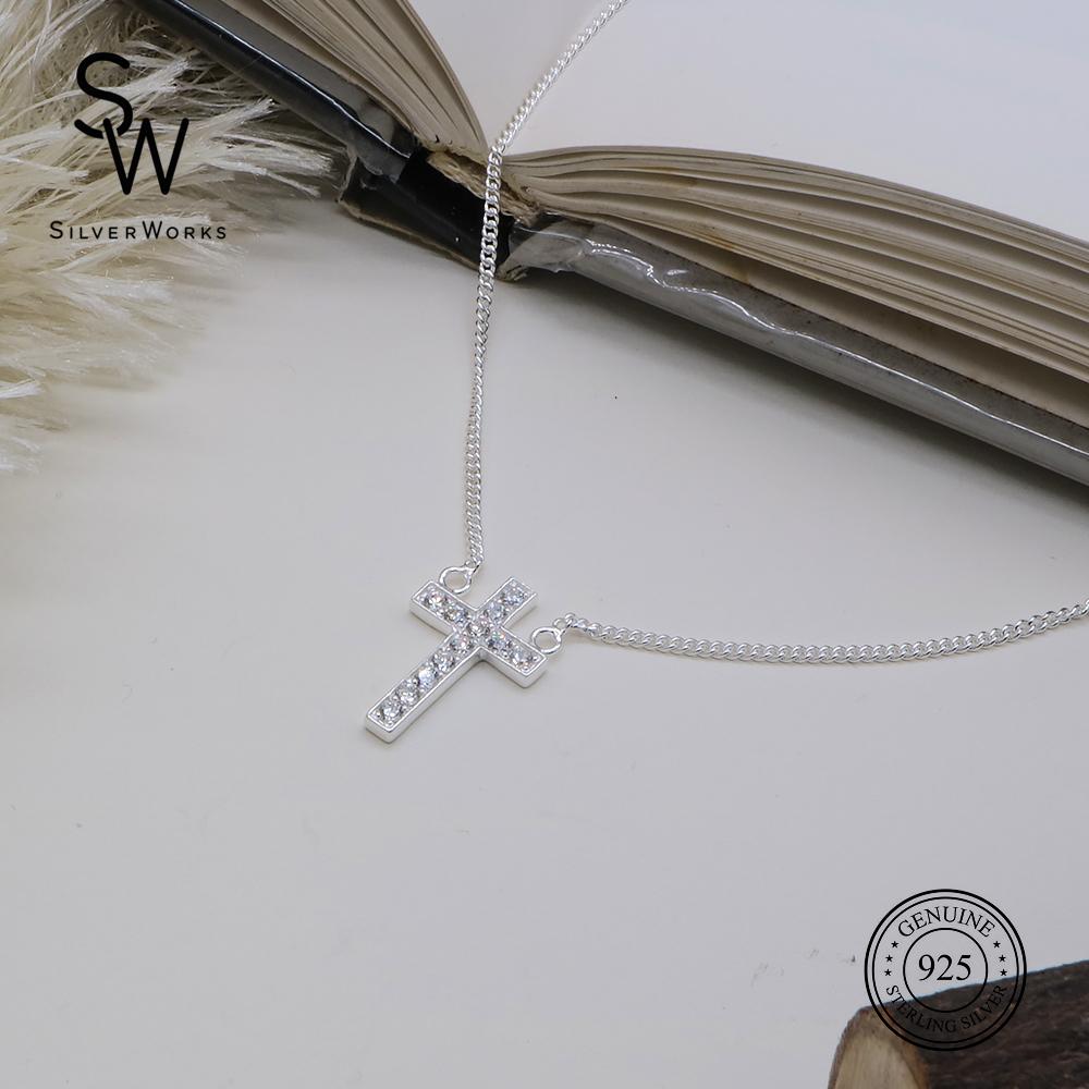 Cubic Zirconia Cross 925 Sterling Silver Necklace Philippines | Silverworks