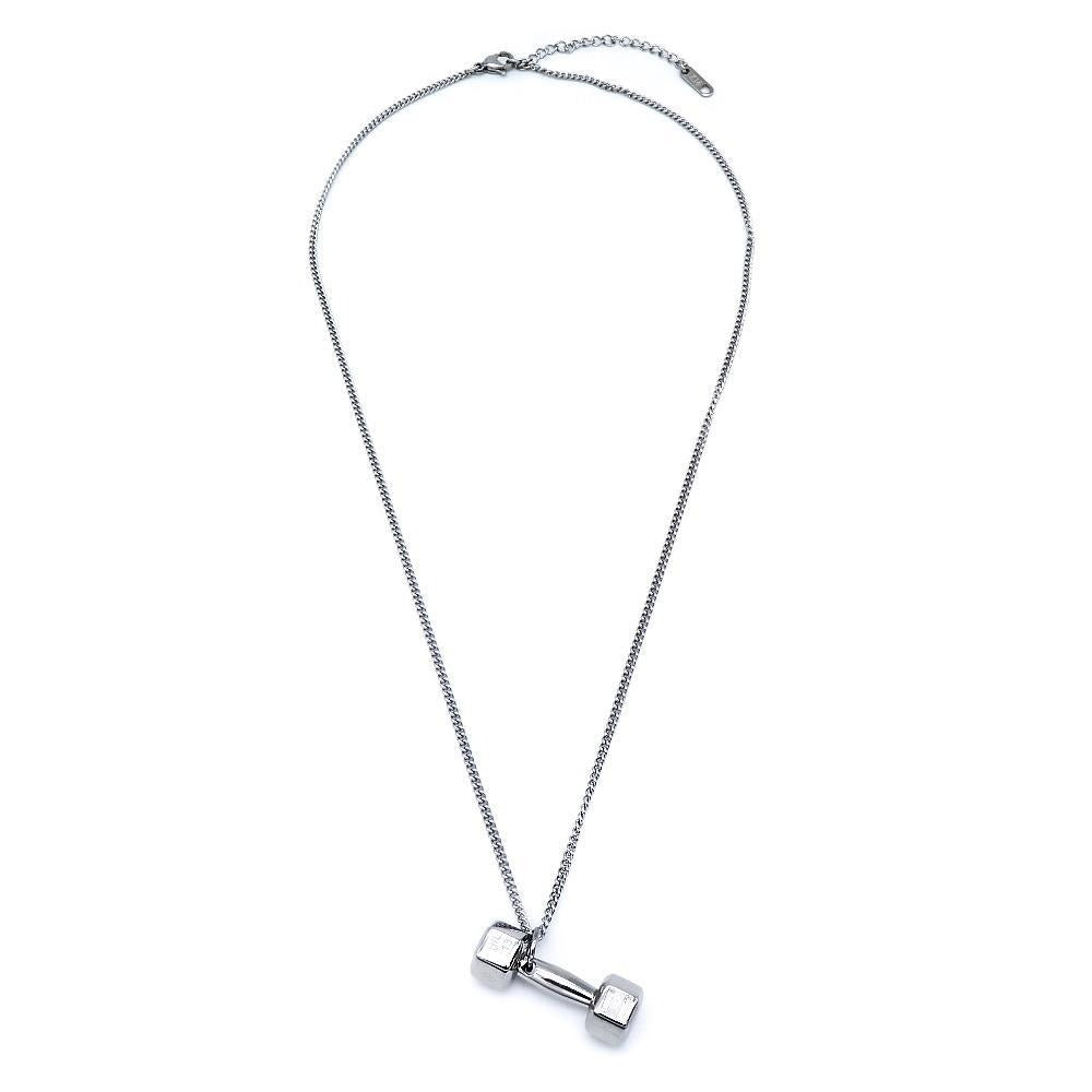 
                
                    Load image into Gallery viewer, Barbell in Curb Chain 925 Sterling Silver Necklace Philippines | Silverworks
                
            