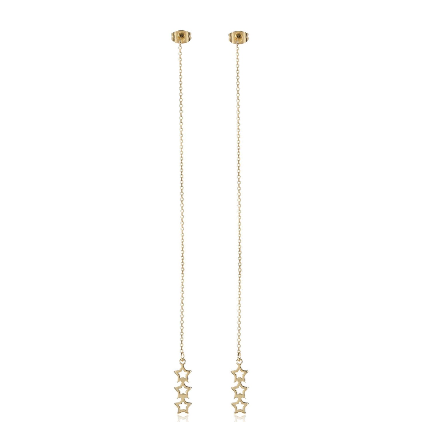Chelsea 3 Star Stainless Steel Drop Earrings | SilverWorks