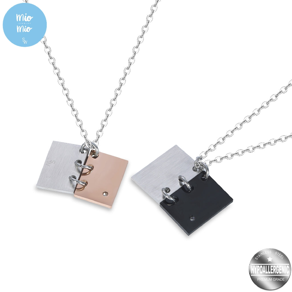 Bowen Book Couple Stainless Steel Necklace Set | SilverWorks