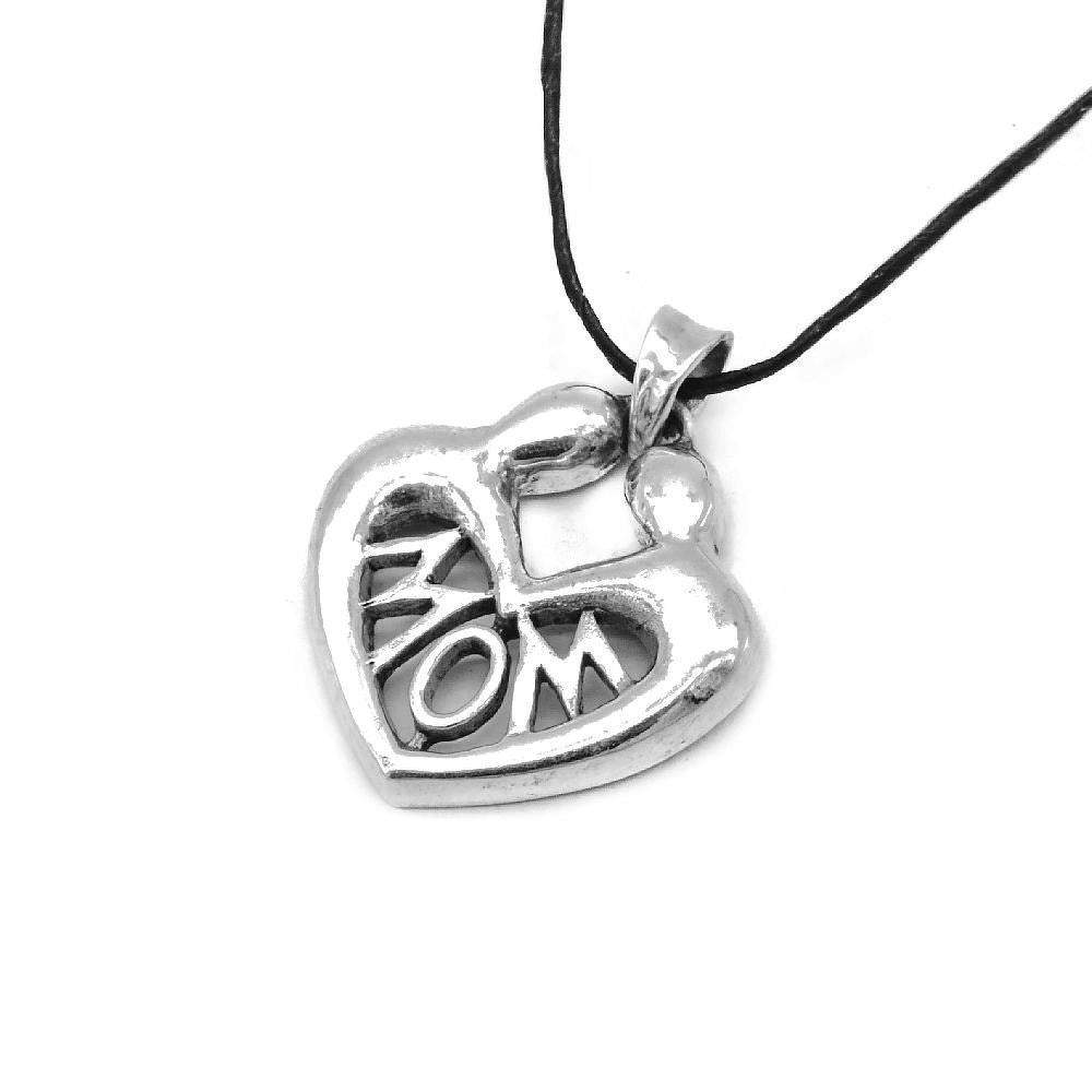 Open Heart Pendant with Mom Script 925 Sterling Silver Necklace Philippines | Silverworks