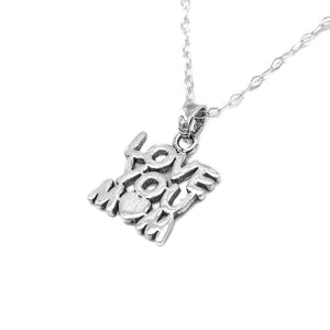 "Love You Mom" in Oval Chain Silver Necklace Philippines | Silverworks