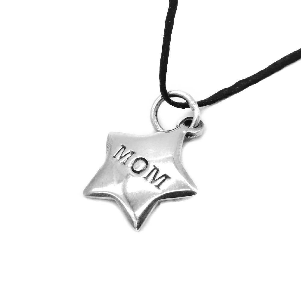 Kei "Mom" Engraved Star 925 Sterling Silver Pendant Necklace | SilverWorks