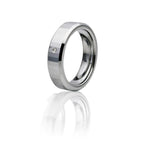 Sleek Silver Tungsten Ring with Solo Diamond