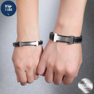 Mio Mio by Silverworks Matte ID Bar in Leather Bracelet - Fashion Accessory for Women X4490/91