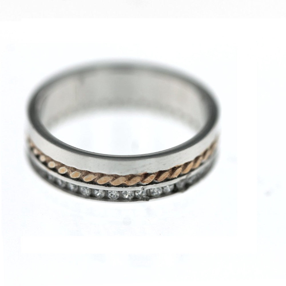 Ciara Two Tone 925 Sterling Silver Wedding Band Ring | SilverWorks