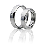 Sleek Silver Tungsten Ring with Solo Diamond