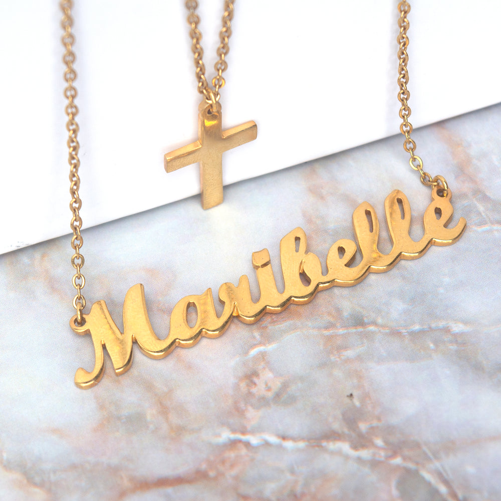 
                      
                        Soft Script Cross Personalized Name Necklace | SilverWorks
                      
                    