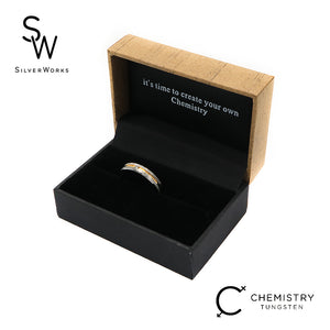 Silverworks Gold Plated Tungsten Ring with Small Diamond - Chemistry Tungsten Collection T64