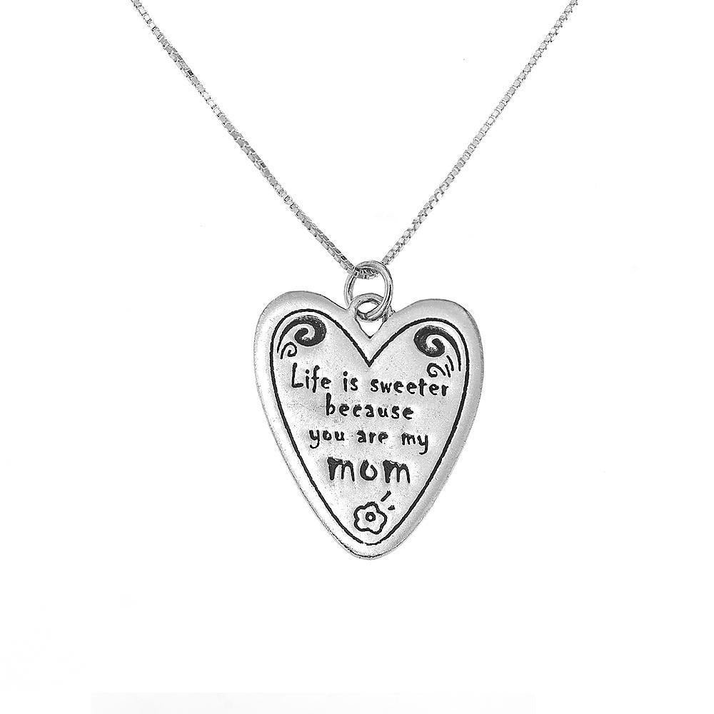 Kelsy Heart Engraved Message 925 Sterling Silver Pendant in Waxtail Necklace | SilverWorks