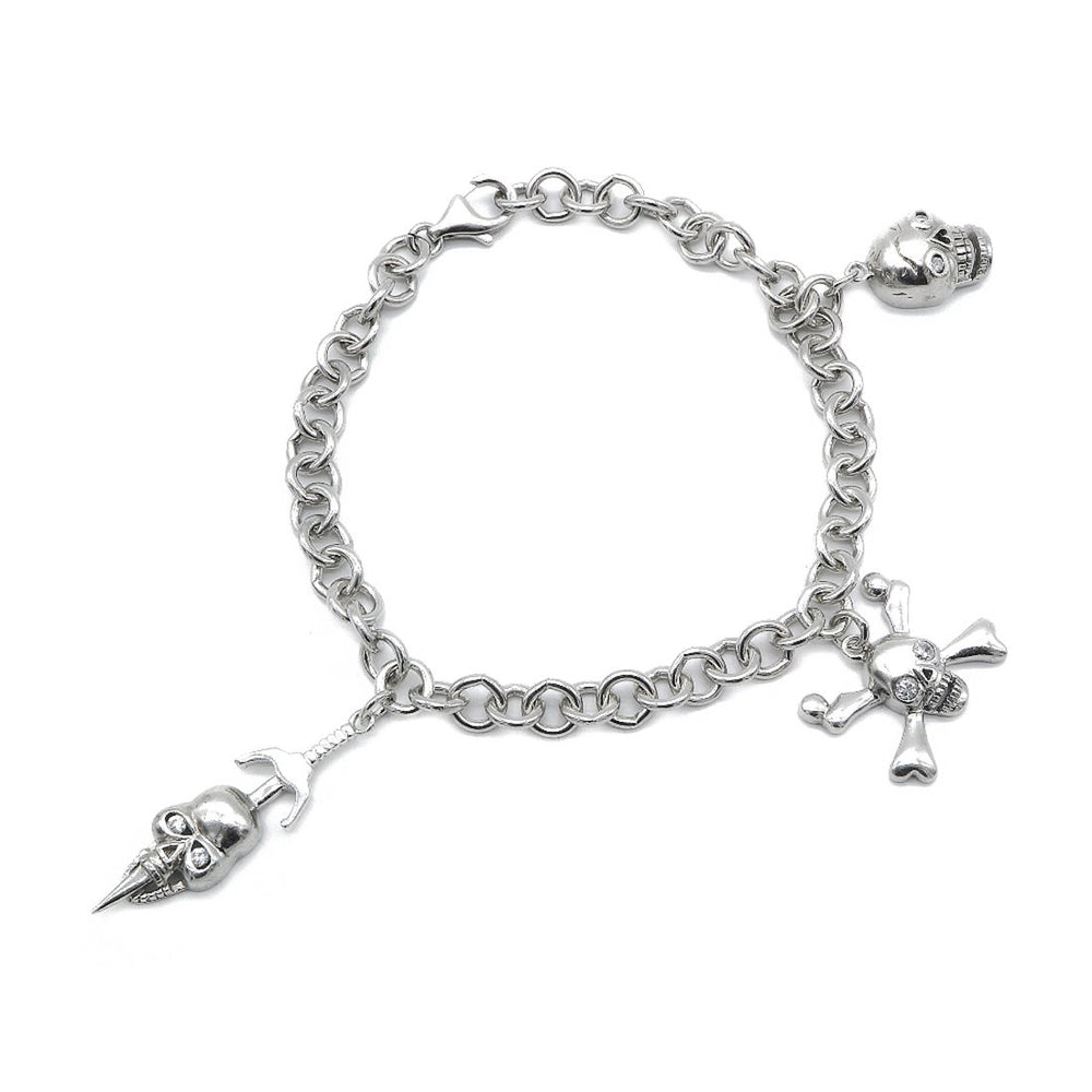 Sasha Skull 925 Sterling Silver Charm Bracelet SilverWorks