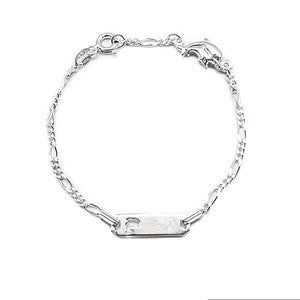 Caitlyn Open Dolphin Baby ID Bar 925 Sterling Silver Bracelet with Figaro Chain Philippines | Silverworks