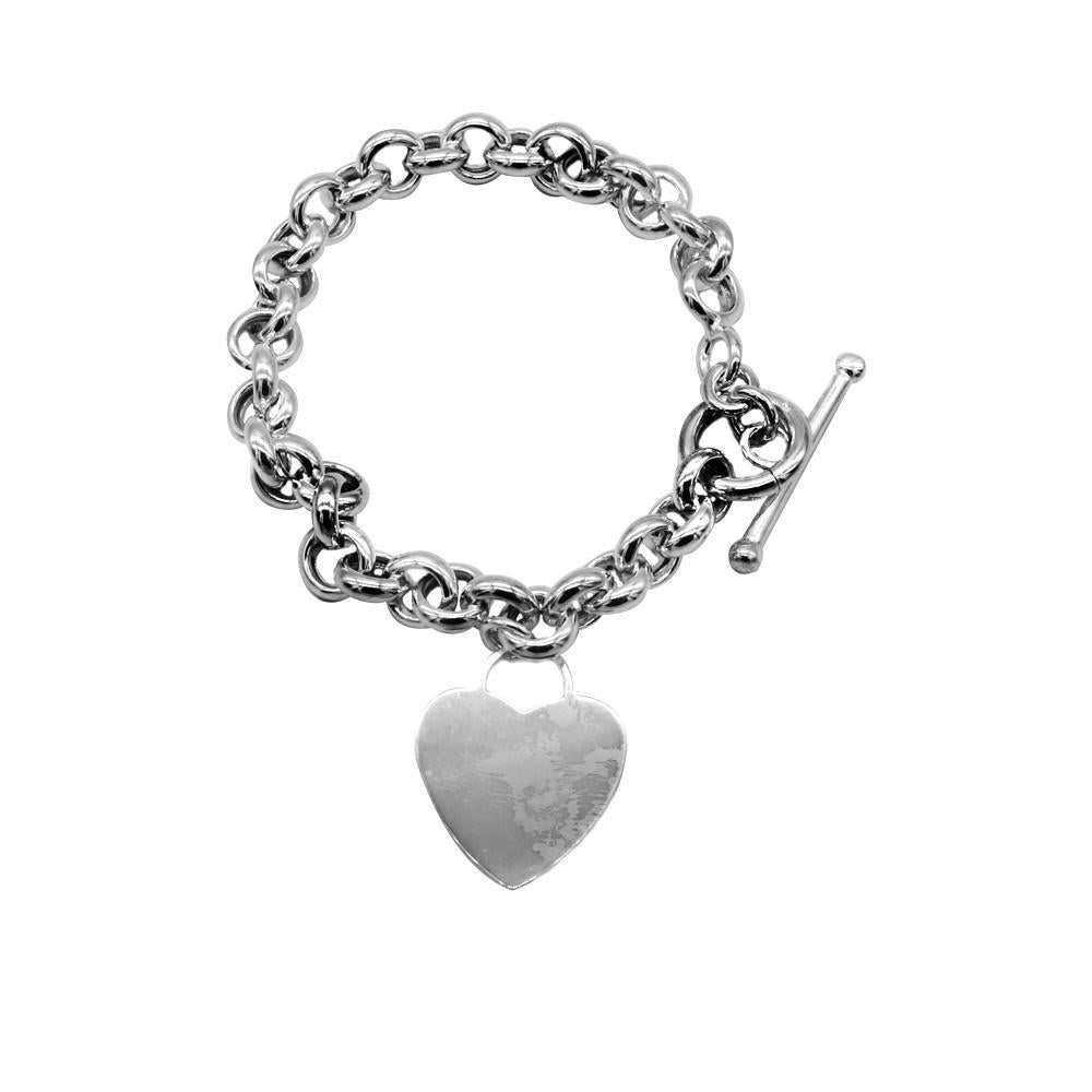 Cassia Silver Heart Charm Bracelet with Rolo Chain