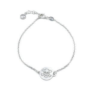 Callison Skull on Round Charm with Rolo Chain 925 Sterling Silver Bracelet Philippines | Silverworks