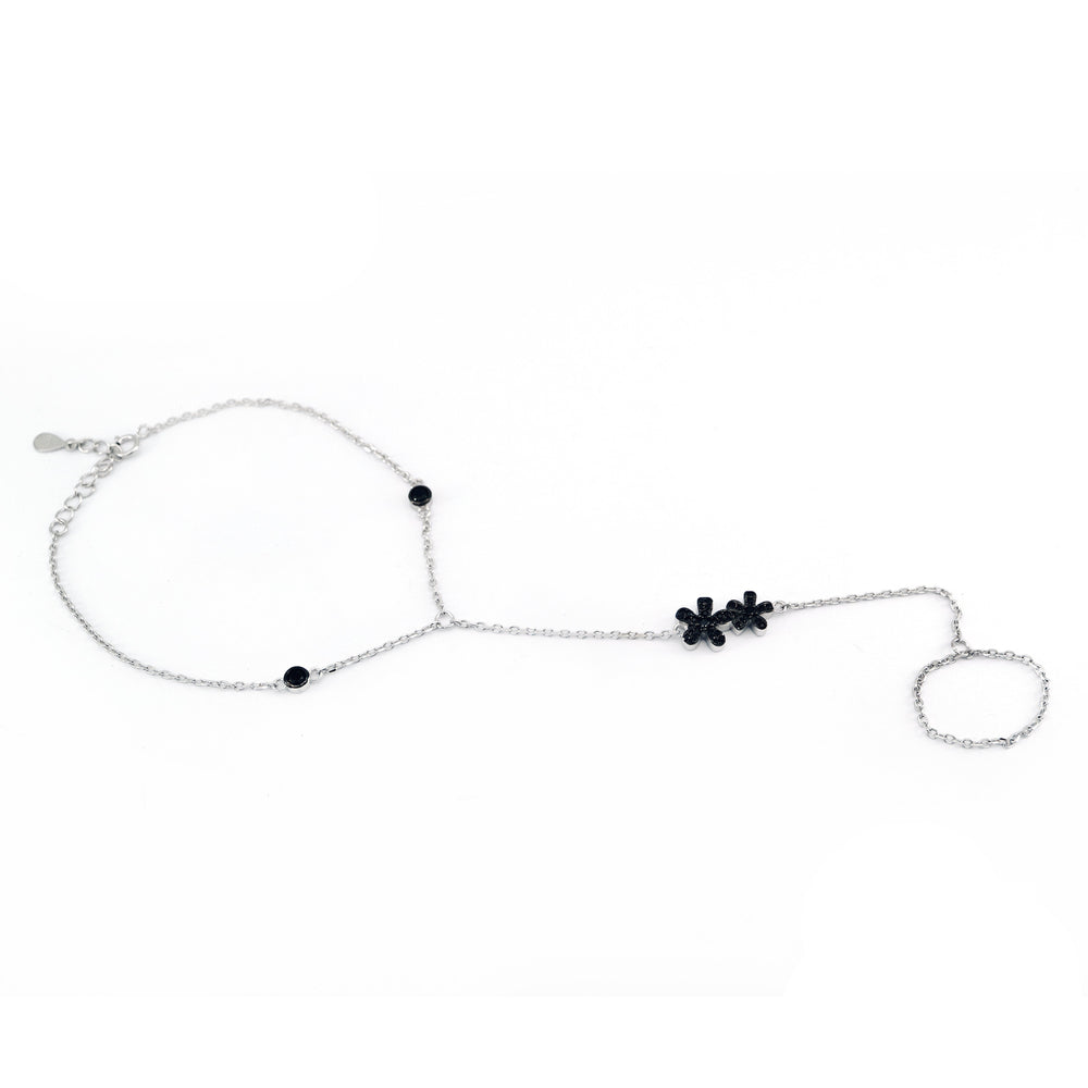Hazel Onyx Flower 925 Sterling Silver Ring Bracelet | SilverWorks