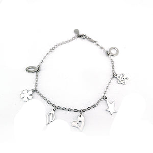 Czarina Flower,  Heart and Star Charms 925 Sterling Silver Bracelet Philippines | Silverworks