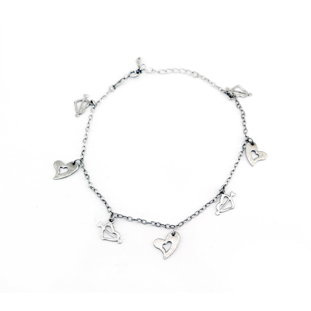 Jellis Heart & Arrow 925 Sterling Silver Charm Bracelet | SilverWorks