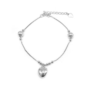 Contessa Puff Heart 925 Sterling Silver Charm Bracelet Philippines | Silverworks