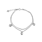 Corinne Puff Heart Charms Silver Bracelet