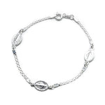 Carlin Mary's Scuplture on Oval Charms Silver Bracelet with Double Box Chain