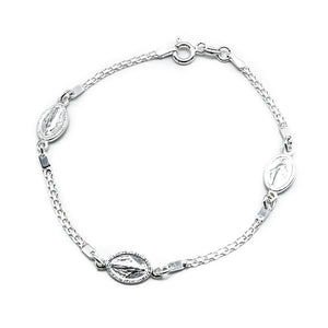 
                
                    Load image into Gallery viewer, Carlin Mary&amp;#39;s Scuplture on Oval with Double Box Chain 925 Sterling Silver Charms Bracelet Philippines | Silverworks
                
            