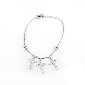  925 Sterling Silver Cable Chain with 3 Grid Cross Bracelet Philippines | Silverworks