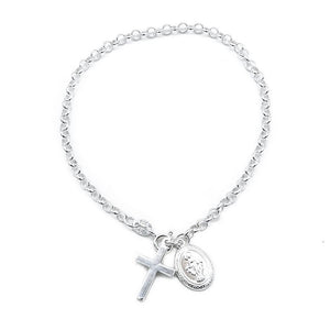 Ceira Scapular and Cross with Rolo Chain 925 Sterling Silver Charm Bracelet Philippines | Silverworks