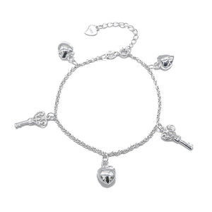 
                
                    Load image into Gallery viewer, Catalinawith Puff Heart and Key 925 Sterling Silver Charms Bracelet Philippines | Silverworks
                
            