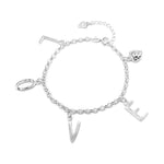 Cecilia Silver Bracelet with LOVE Heart Charms