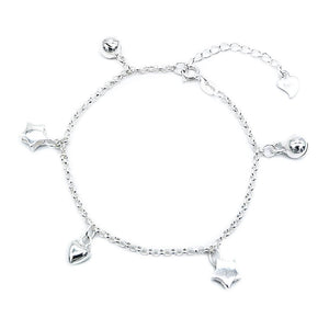 Stars and Puff Heart in Rolo Chain 925 Sterling Silver Bracelet Philippines | Silverworks