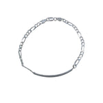 Charlize ID Bar Silver Bracelet with Figaro Chain