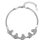 Celeste Silver Slanted Heart Charm Bracelet with Cubic Zirconia
