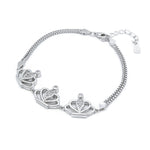 Charlene Crown Charm Silver Bracelet with Cubic Zirconia