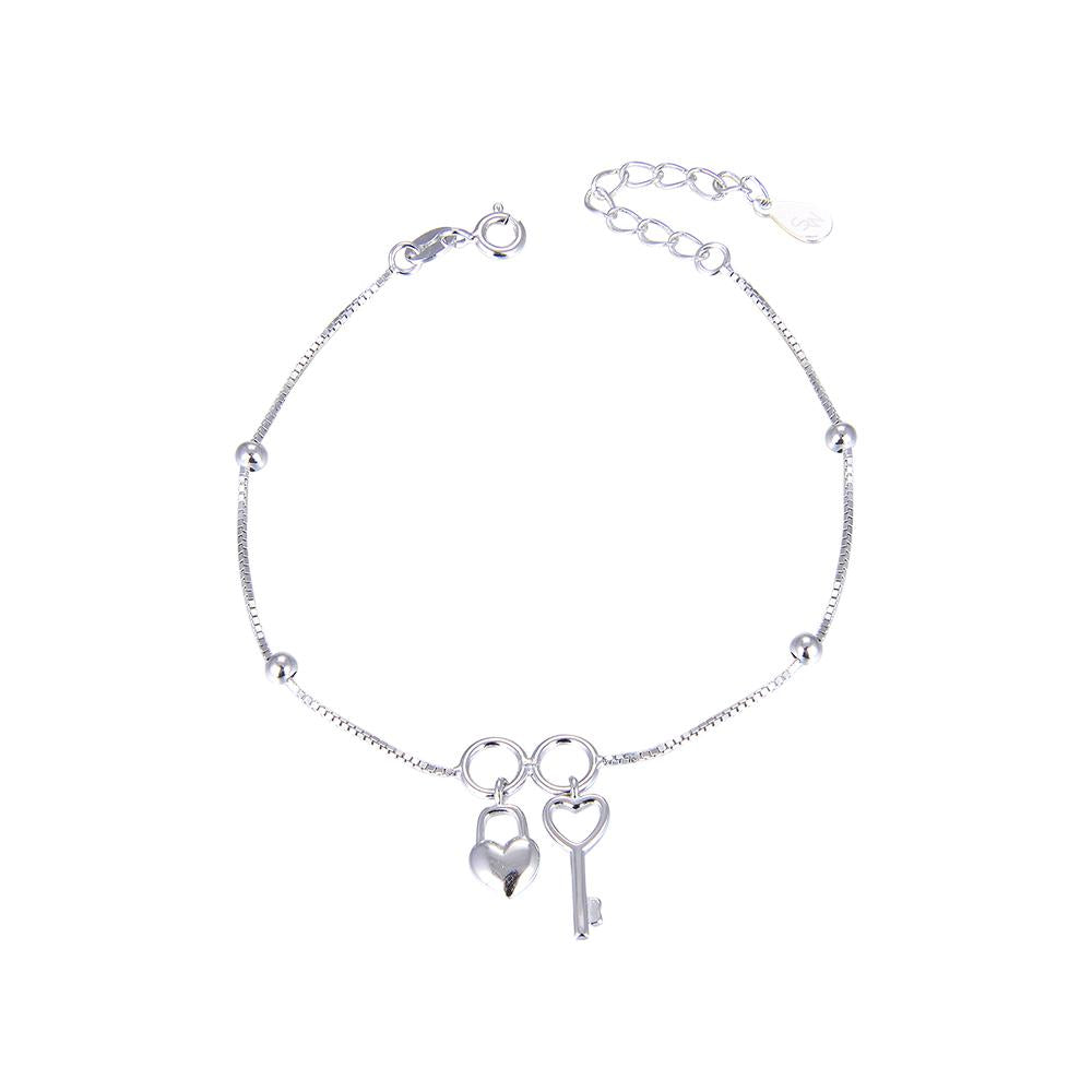 Christa Key, Heart Padlock and Ball with Box Chain 925 Sterling Silver Charms Bracelet Philippines | Silverworks