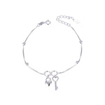 Christa Key,  Heart Padlock and Ball Charms Silver Bracelet with Box Chain