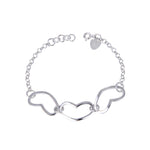 Cathleen Open Chained Heart Silver Bracelet with Rolo Chain