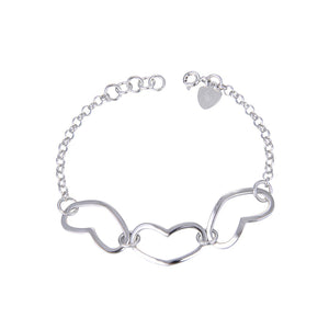 Cathleen Open Chained Heart with Rolo Chain 925 Sterling Silver Bracelet Philippines | Silverworks